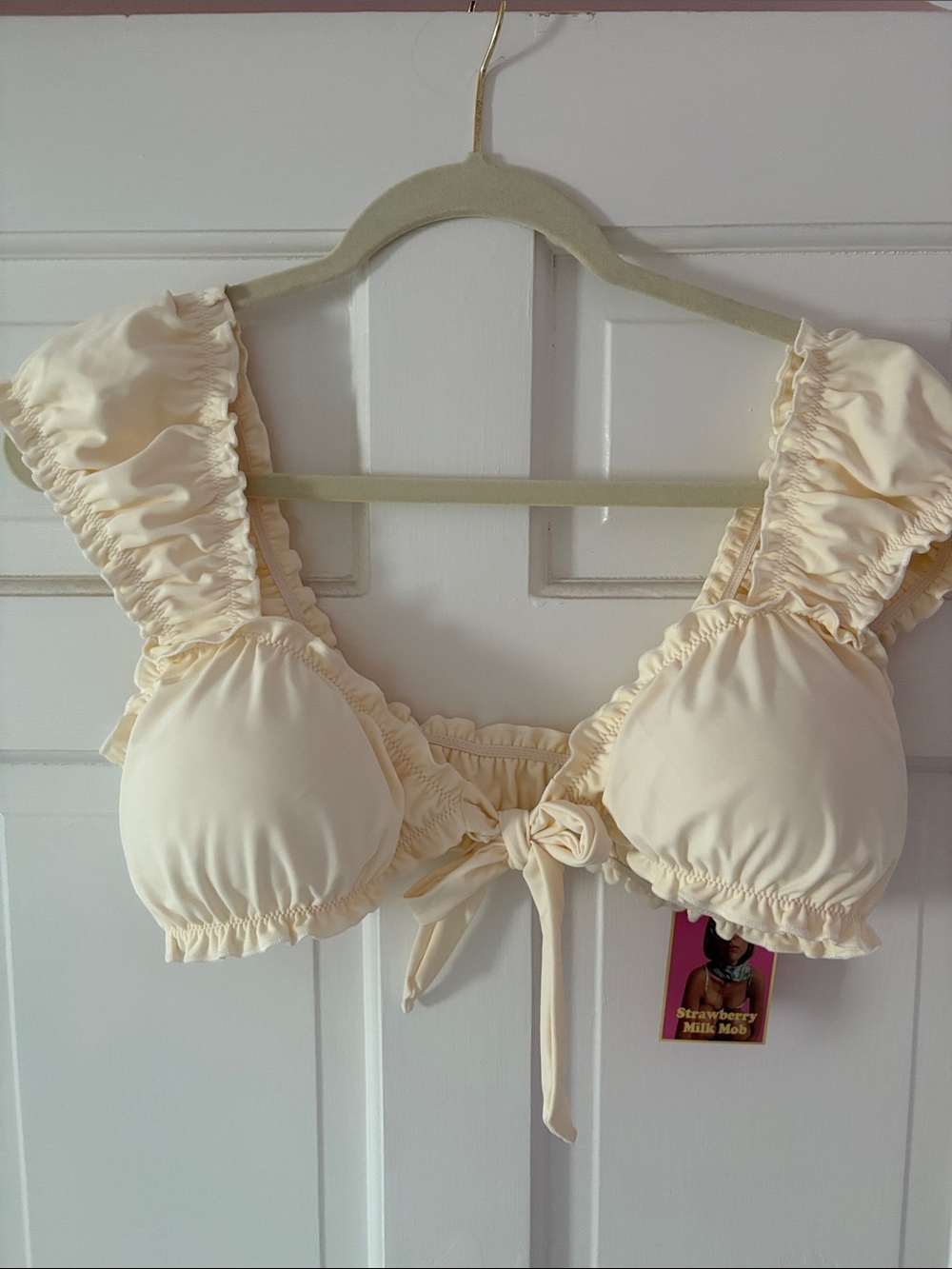 Strawberry Milk Mob Ruffle Bikini Top